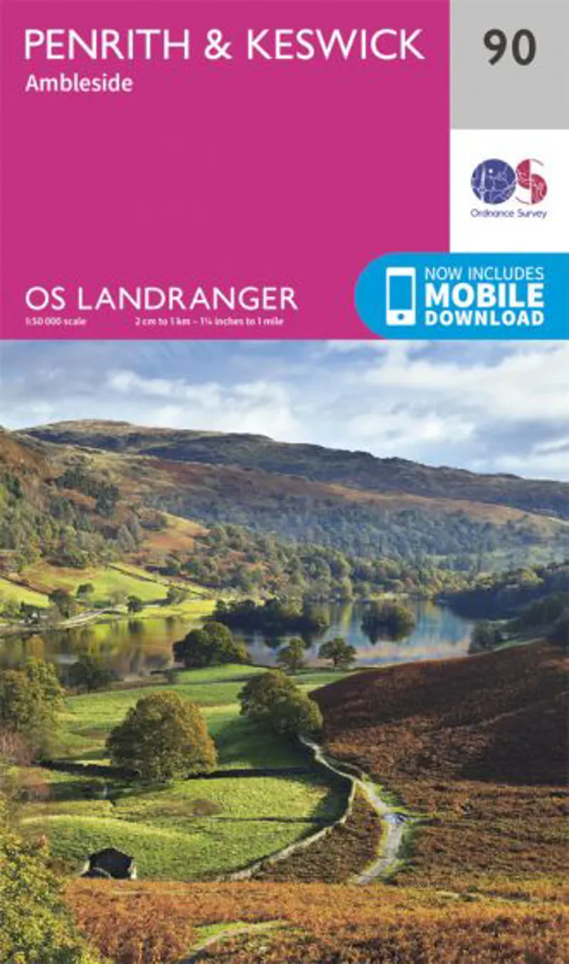 OS Landranger Map 90 - Penrith and Keswick Ambleside